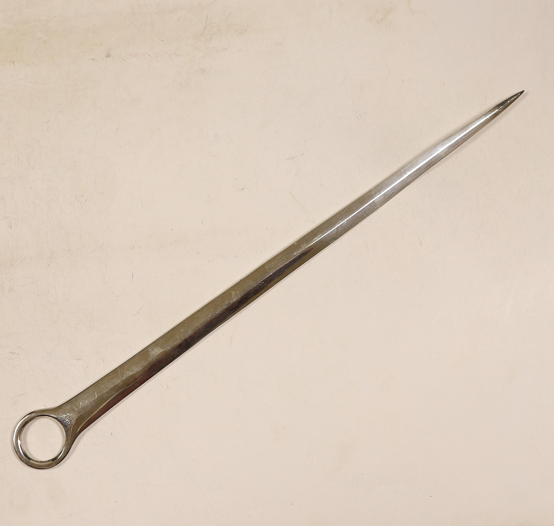 A George III silver meat skewer, London, 1803, 35.3cm.